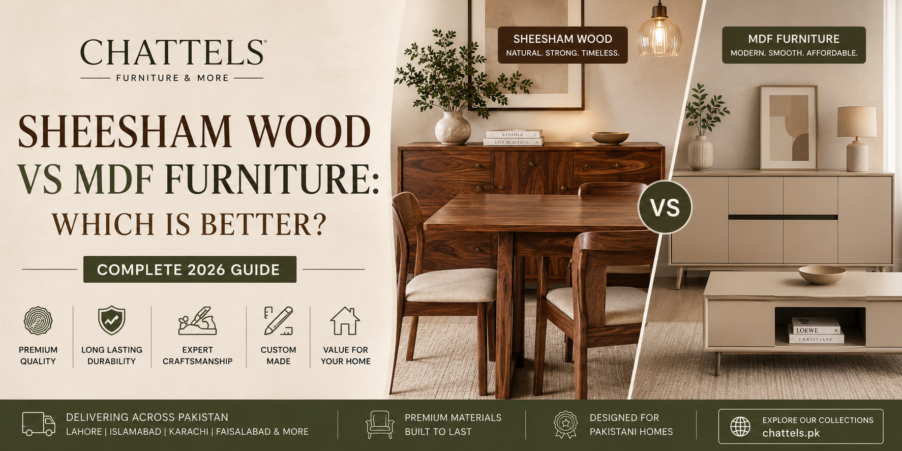 Sheesham Wood vs MDF Furniture: Which Is Better? (2026 Guide)